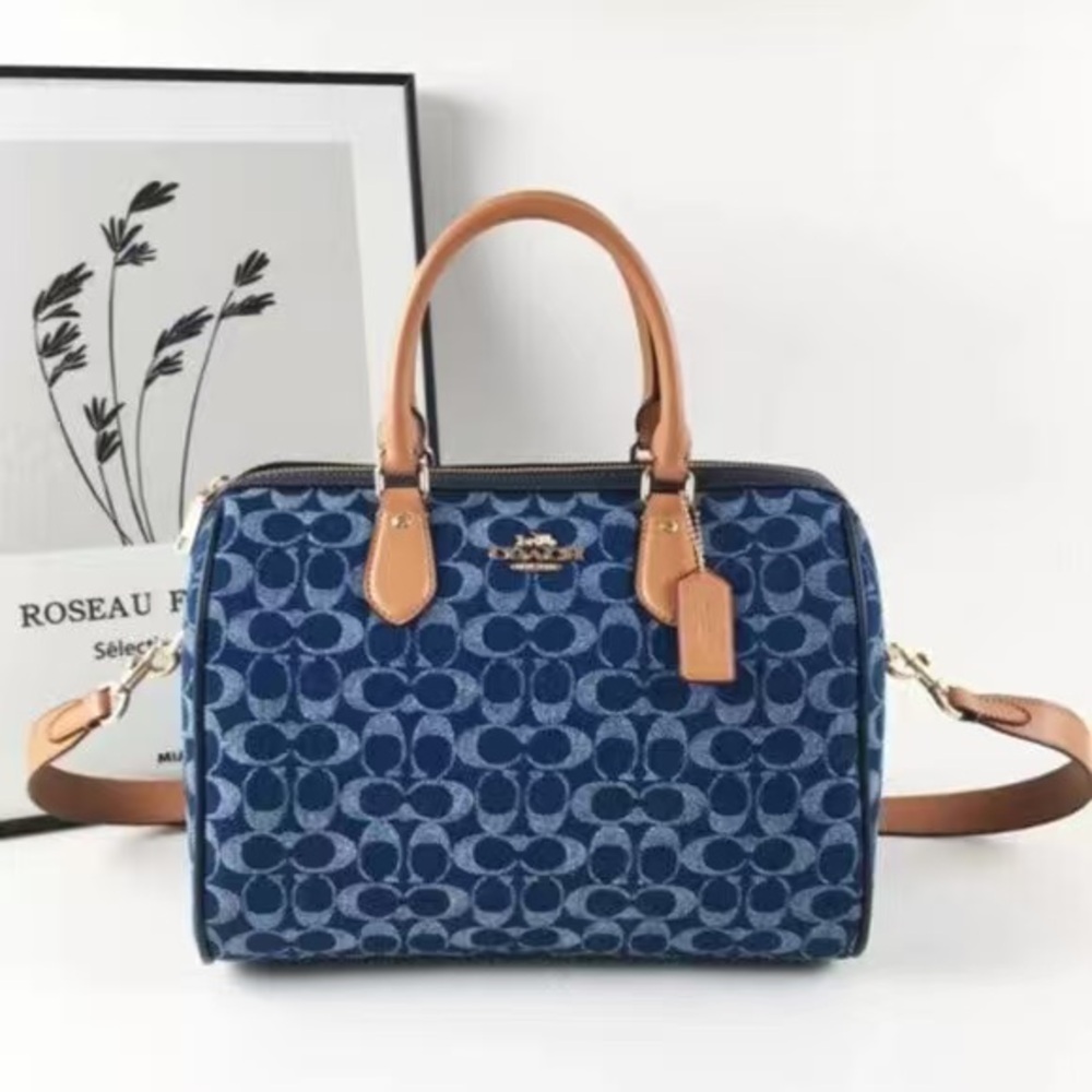 Coach Rowan Satchel Bag In Signature Denim Canvas NWT CY699